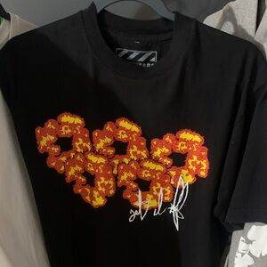 Black Graphic Tee with Floral Design